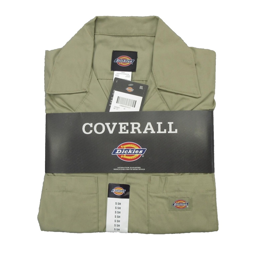 Dickies Coverall Mens Small Khaki Short Sleeve Workwear Stain Release Uniform
